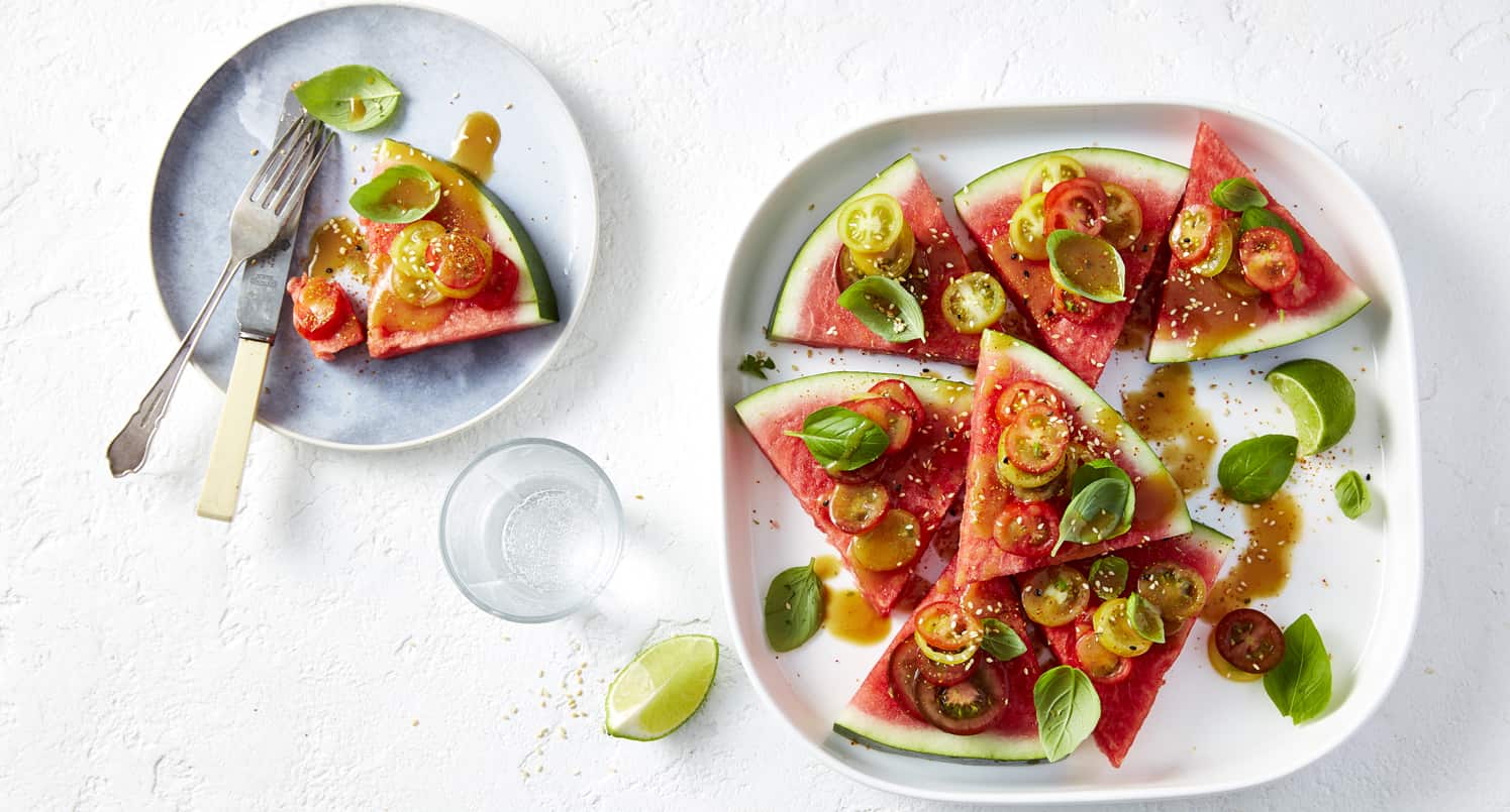 WATERMELON WEDGES WITH BASIL AND MISO DRESSING Recipe